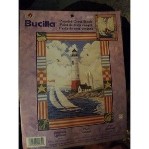 Bucilla Americana Lighthouse Counted Cross Stitch Kit 42975 12.25” X 14.4”